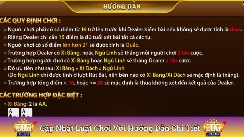 Cập nhật luật chơi với hướng dẫn chi tiết