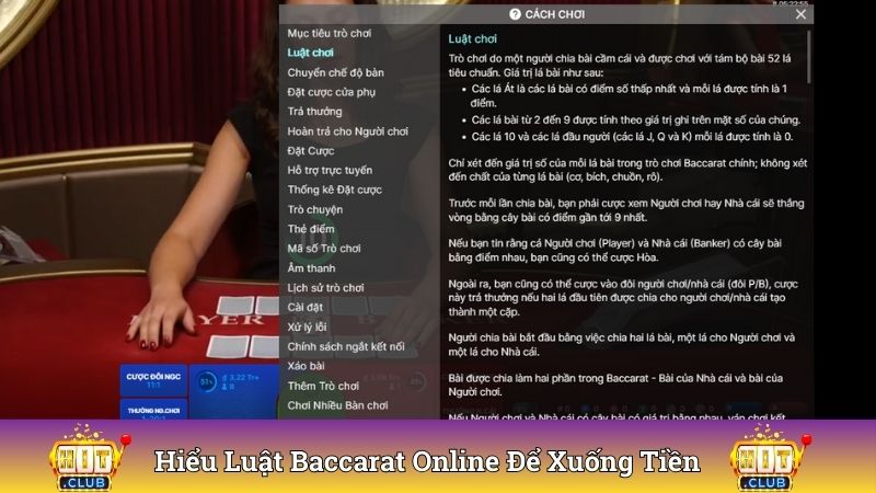 Hiểu luật đánh bài Baccarat Online để xuống tiền 