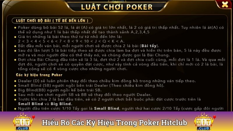 Hiểu rõ các ký hiệu trong Poker Hitclub để hành động hiệu quả